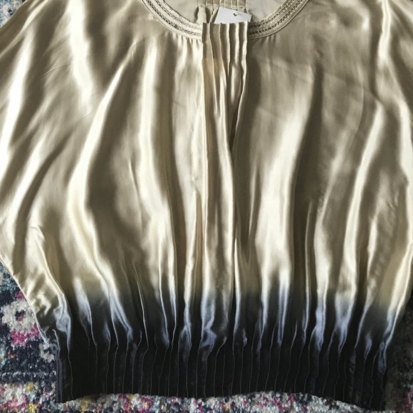 Anthropologie Leifsdottir Cream and Blue Ombré Silk Blouse - Picture 6 of 7